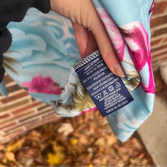 Pacific & Co Light Blue and Pink Flamingo Tropical Print Collared Shirt - Picture 4 of 4